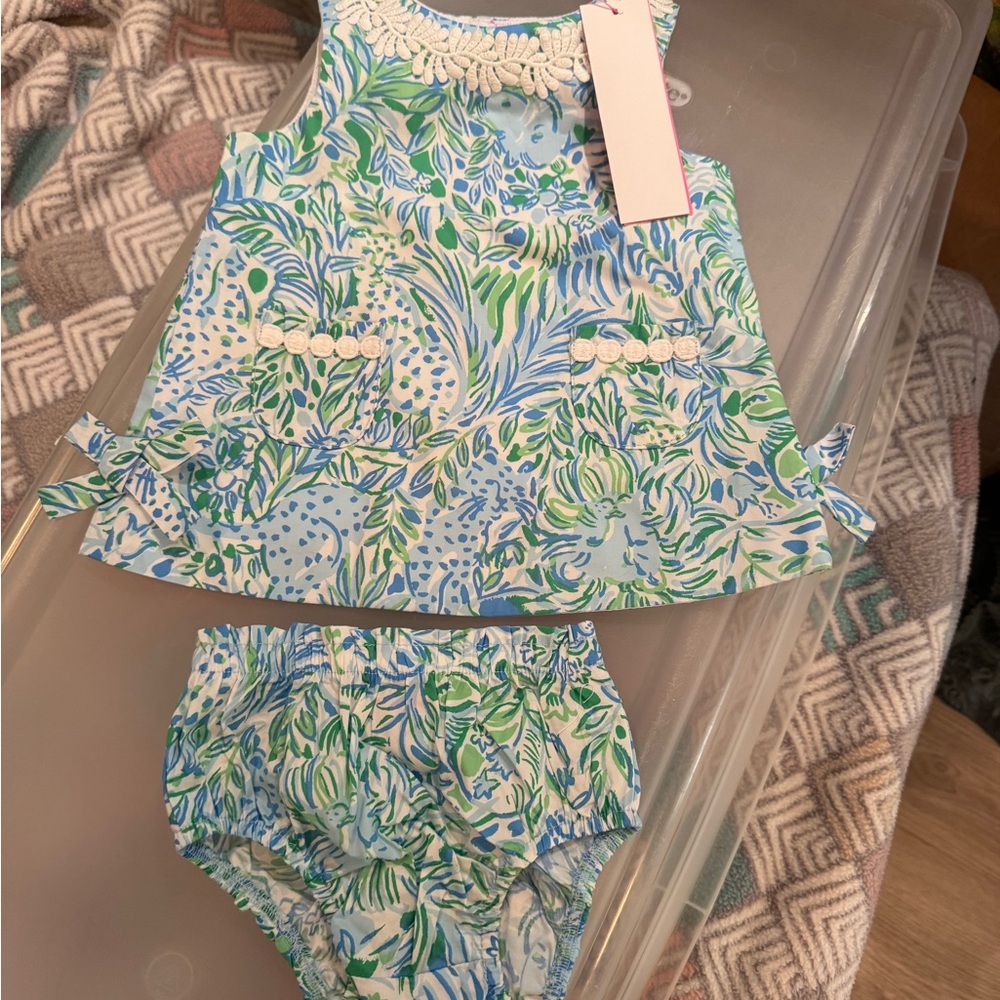 Lily Pulitzer 3-6 months NWT! Floral Blue and Green set